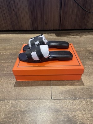 Hermès Oran Sandals Black Slides Luxury Designer Fast Shipping
