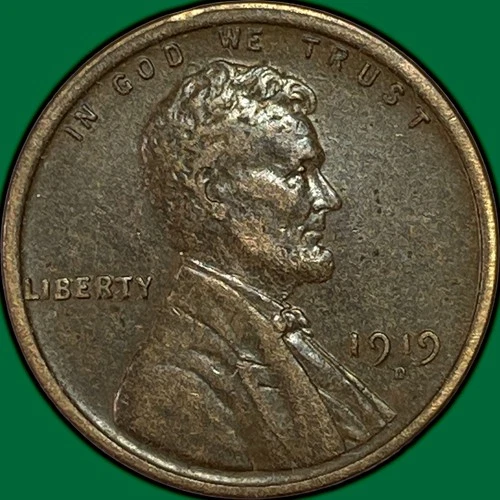 1919-D Lincoln Wheat Cent Choice Extremely Fine XF+ Coin #35140