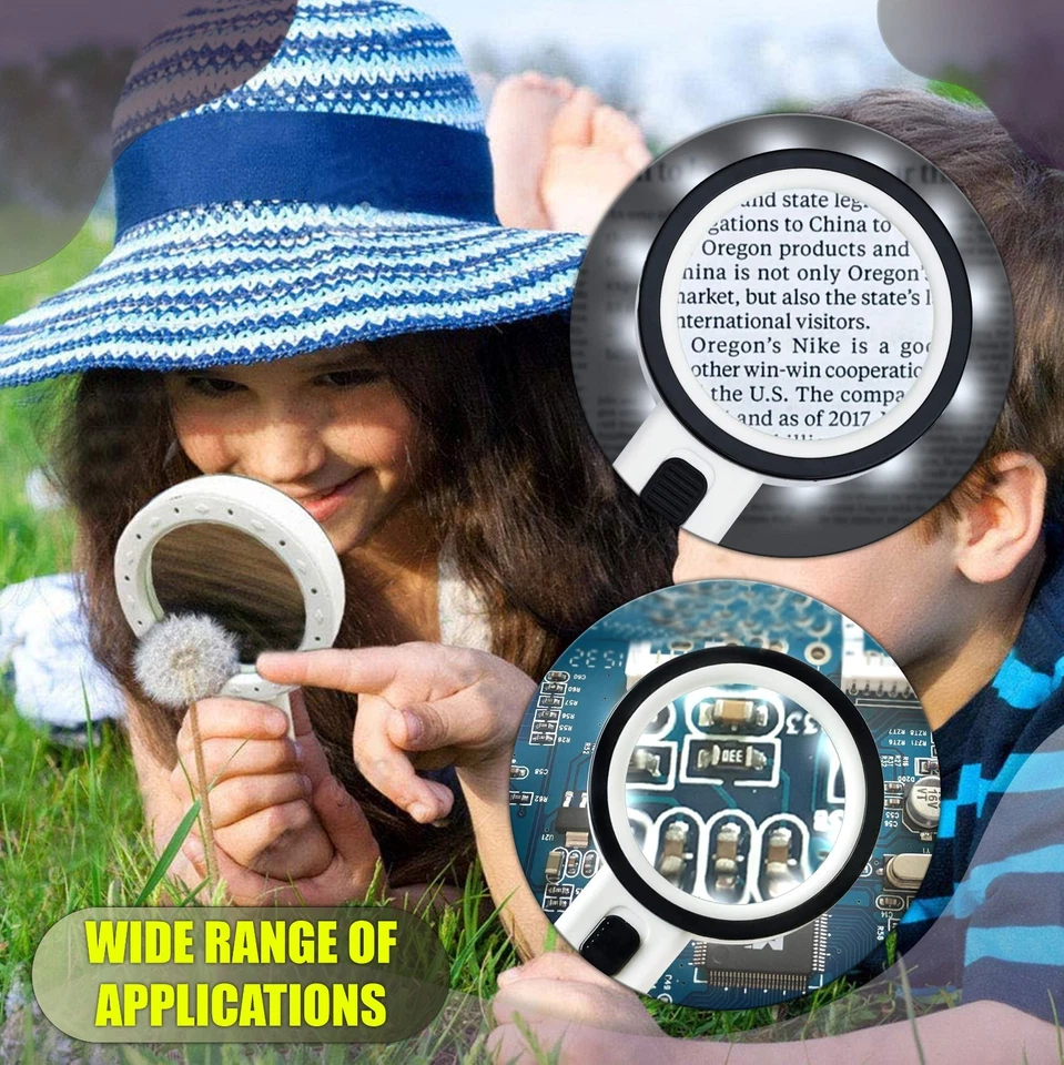 ARSUK Magnifying Glass 30X Large 12 LED Light Handheld Reading Magnifier Seniors - Image 4 of 4