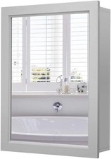Wall Mount Bathroom Medicine Cabinet Mirror Adjustable Shelf Storage Gray