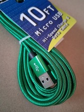 USB to Micro USB Cable 10-Foot Hi-Speed Charge Data Cable Green NEW