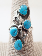 Vintage Navajo Turquoise Sterling Silver 1 1/4" Band Ring Sz 8