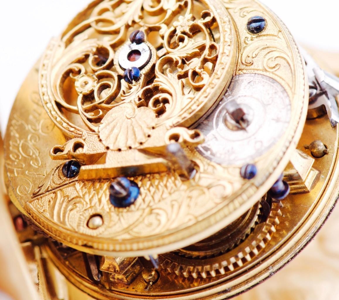 Antique French Pocket Watch Verge Fusee Memento Mori Skull Case by ...
