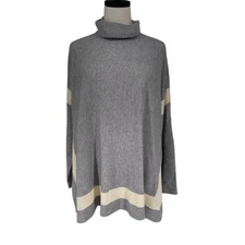 Wynne Layers Women's Gray Turtleneck Poncho Sweater Cape Size L
