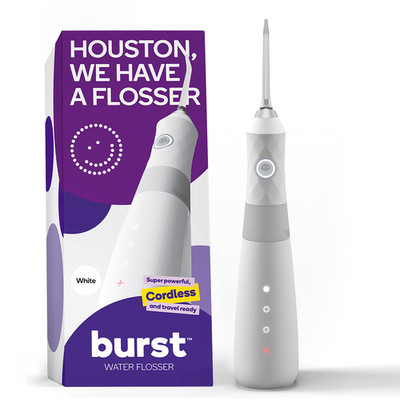 Burst Electric Water Flosser For Teeth Cleaning 3 Modes/White Cordless Plaque