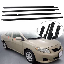 4Pc Window Moulding Weatherstrip Trim Seal Belt Fit For Toyota Corolla 2009-2012