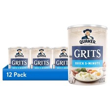  12 pack Quaker Original Quick 5-Minute Grits, Shelf-Stable, 24 Oz Canister