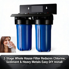 2 Stage Whole House Water Filter 10"x4.5" Big Dechlorinator UK High Flow System