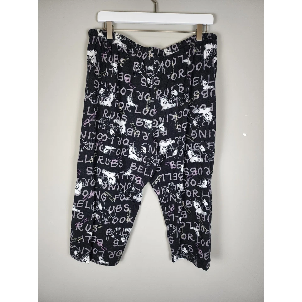 Mutts Organics Cotton Graphic Print Pajama Pants Black & White - Image 2 of 4