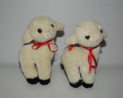 Midwest Cannon Falls TWO Fuzzy LAMBS SHEEP  Ornament