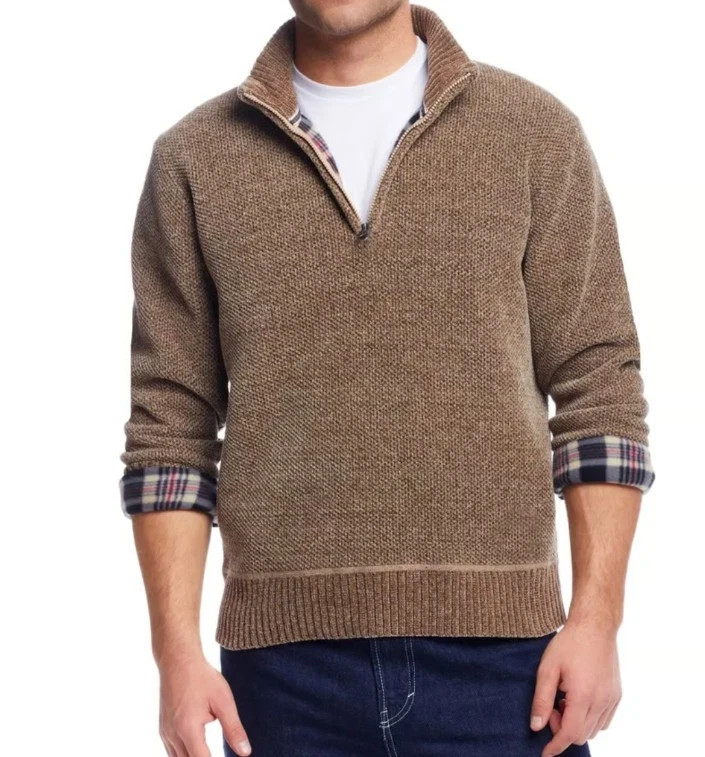 Weatherproof Men’s Chenille 1/4 Zip Sweater Brown Size S