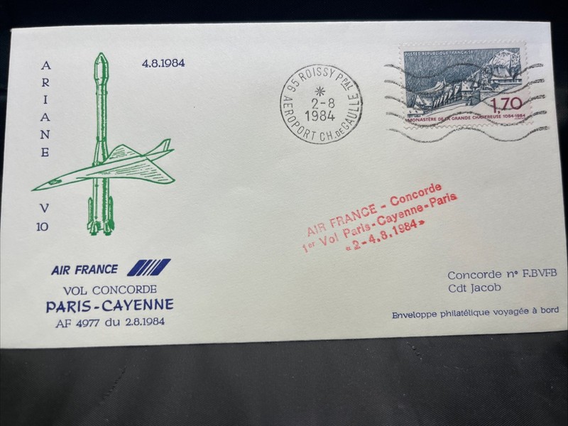 Concorde First Flight Paris Dakar Cayenne W/ COA 1984