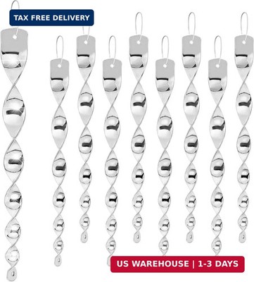 12Pcs Woodpecker Deterrent for House, Wind Driven Rotation Bird Scare Rods, Silv