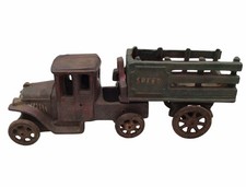 Vintage Cast Iron Speed Truck Toy Stake Bed Early Antique Rustic Patina