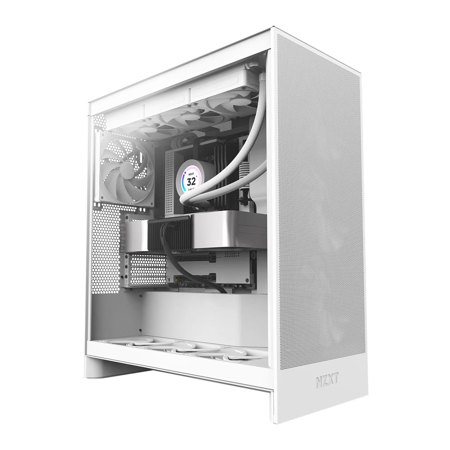 Nzxt H7 Flow (2025) Mid Tower Tempered Glass Pc Gaming Case White Cm-H72fw-01 - Image 2
