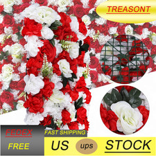 12PCS Artificial Flower Wall Panels Silk Rose Wedding Background Venue Decor