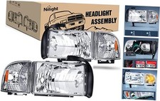 Headlights Replacement Assembly kit Compatible with 1994 1995 1996 1997 Chrome
