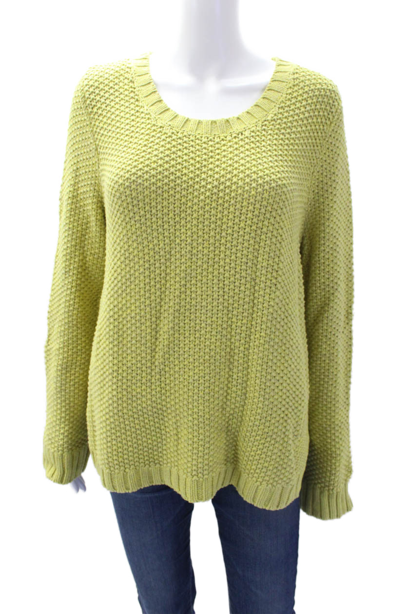 Margaret OLeary Womens Cotton Scoop Neck Pullover Sweater Top Yellow Size LFree Shipping in US $100+ Orders | $6.95 Orders Below