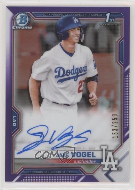 2021 Bowman Chrome Prospects Purple Refractor /250 Jake Vogel #CPA-JV Auto 02ti