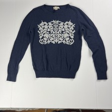 Ann Taylor Loft Small Navy Blue Patterned Sweater Long Sleeve