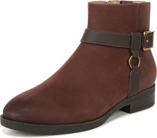 Vionic Women's Vienna Rhiannon Leather Zip-Up Ankle Boot Chocolate Oil Nubuck 6M