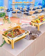 Buffet Set 9QT Roll Top Chafing Dish Stainless Steel with Thick Frame for Party
