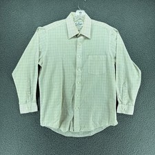 Vintage Sears Roebuck Shirt Mens 15.5 32/33 Beige Button Front Gold Check