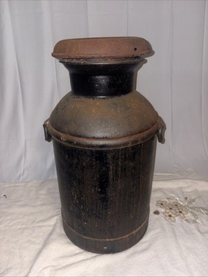 Vintage Steel 10 Gallon Milk Can W/ Drop handles 26 