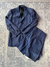 Cantarelli Suit Men’s Size 42R W34 L33 Navy Linen Cotton Blend