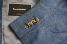 Ermenegildo Zegna Roma Blue Gold Plaid Wool Sport Coat Jacket Sz 44L