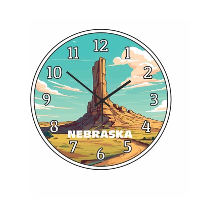 State Of Nebraska Wall Clock Time Piece Wall Hanging Watercolor Art Retro