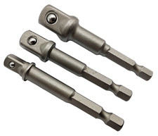 3x Stecknuss Adapter Set 1/4" 3/8" 1/2" für Akkuschrauber Sechskant Bit Aufnahme