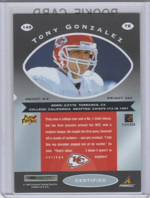 TONY GONZALEZ ROOKIE CARD Kansas City Chiefs 1997 Football