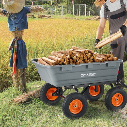 VEVOR Poly Garden Dump Cart Heavy-duty Yard Carts and Wagons 6.48 cu.ft 1200 lbs - Picture 8 of 12