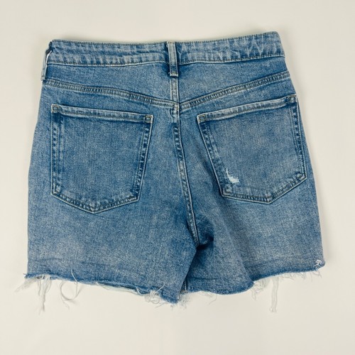 Old Navy O.G Straight High Rise Cut Off Womens Shorts Size 8 Blue Stretch Button - Picture 2 of 7