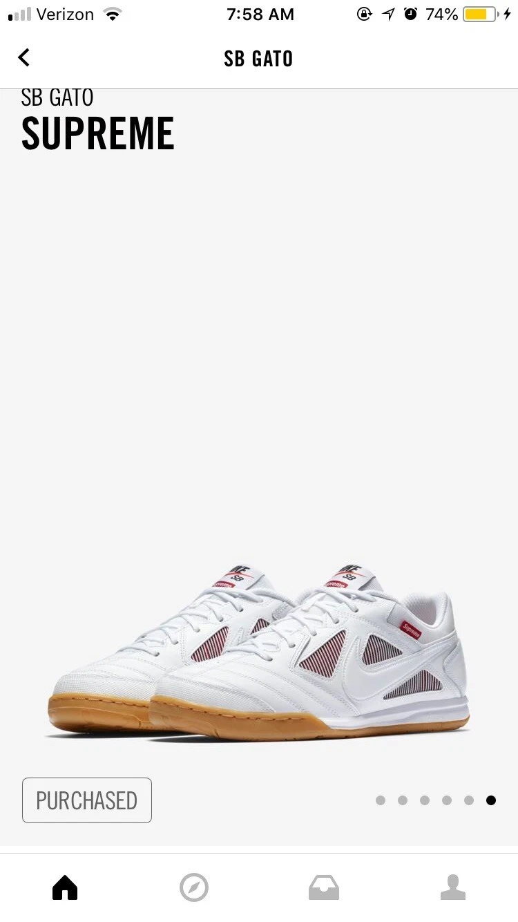2018 SUPREME x Nike SB Gato chewing gum blanc taille 9