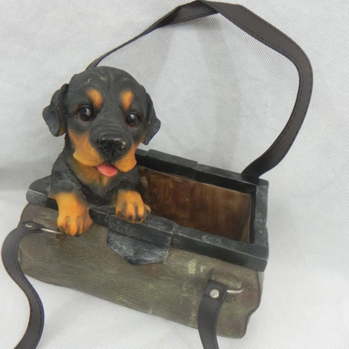 Three Hands Corp. ROTTWEILER Puppy Dog Duffle Bag Purse Resin Planter 7