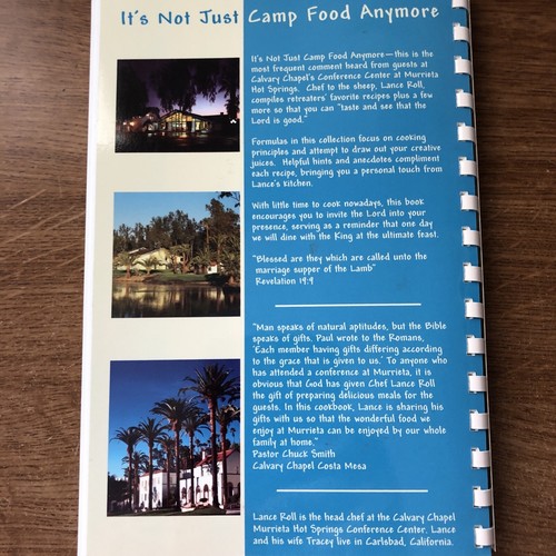Rare Murietta Hot Springs CA Calvary Chapel conference Center Camp food Recipes - Picture 2 of 8