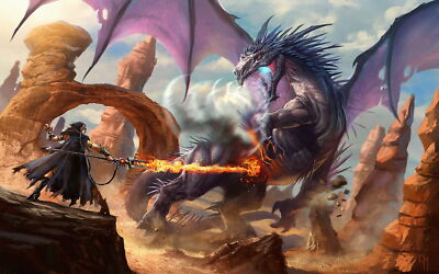Anime Wizard Dragon Battle  Gaming Mat Desk 1586