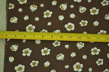 By 1/2 Yd, 37" Wd, Vintage 1940 s-60's, White Floral on Brown Quilt Cotton,M5949