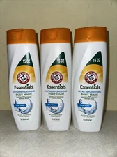 LOT OF 3-Arm & Hammer Essentials Ultra Replenishing Body Wash CLEAR WATER 15oz