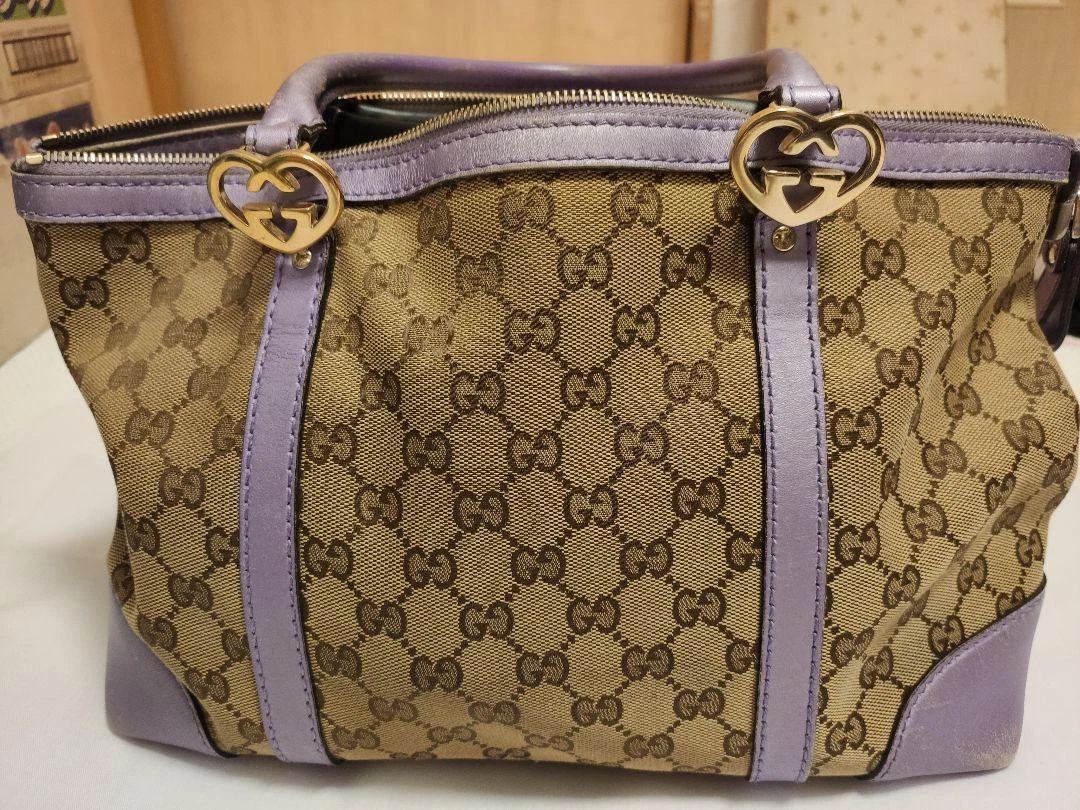 Sac à bandoulière Gucci GG monogramme beige/violet