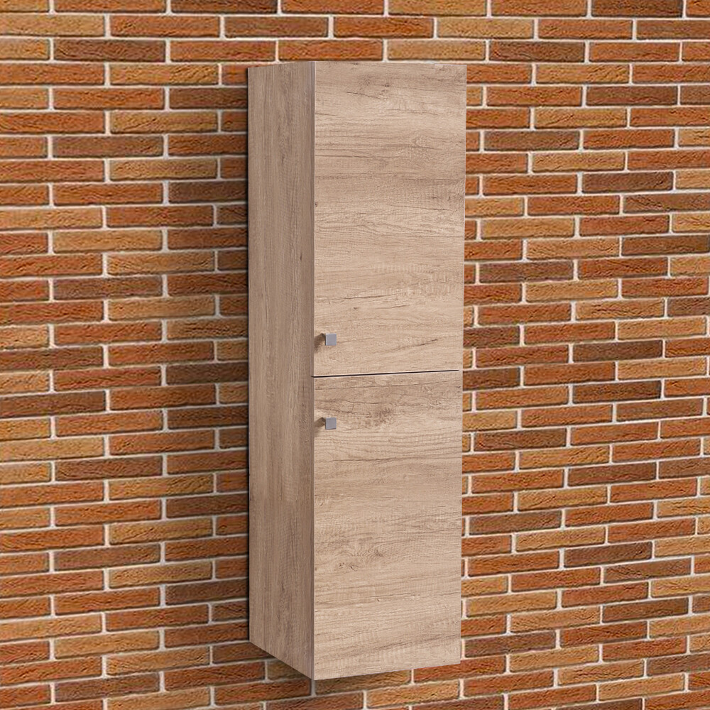 1200mm Bathroom Tall Unit Wall Hung Storage Cabinet Doors Cupboard Light Oak UK