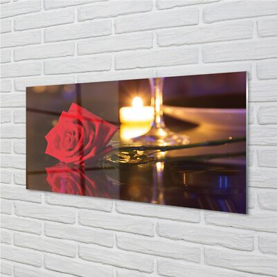 Tulup Acrylglas 100x50 Wandkunst Rose Kerze Glas