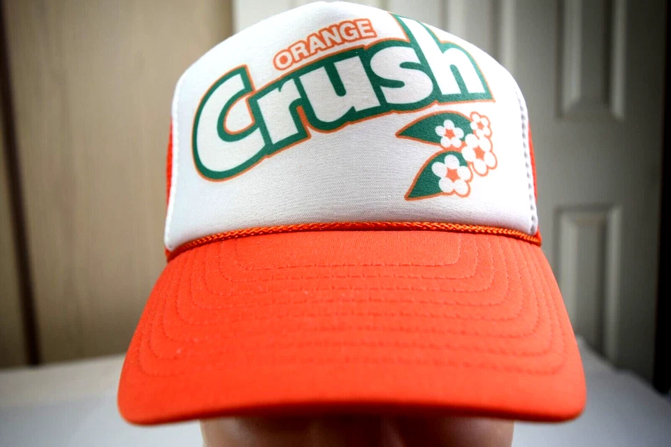 Sombrero de camionero vintage años 90 Y2k naranja aplastamiento Snapback sombrero malla espuma retro 1972 Foto 2 de 4