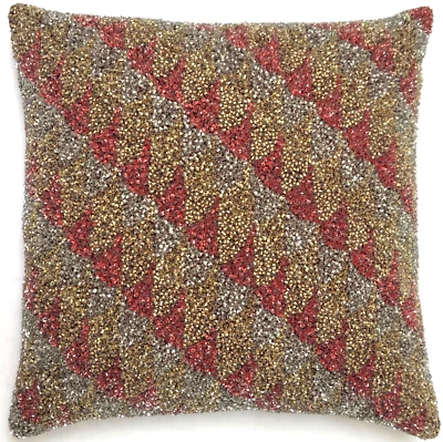 Anke Drechsel Cushion BYZANTINE Red Silk Velvet Bestickt Kissen Rot Gold Silber - Bild 1 von 4