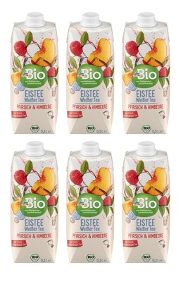 6 x 500ml | dmBio Iced tea, white tea with peach & raspberry