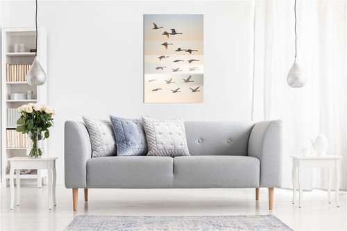 Flock of Birds Flying Formation Framed Canvas Print Wall Art Home Decor - Picture 2 of 6