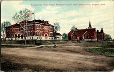 EARLY 1900'S. KINGMAN COUNTY HIGH SCHOOL. KINGMAN, KANSAS POSTCARD r4