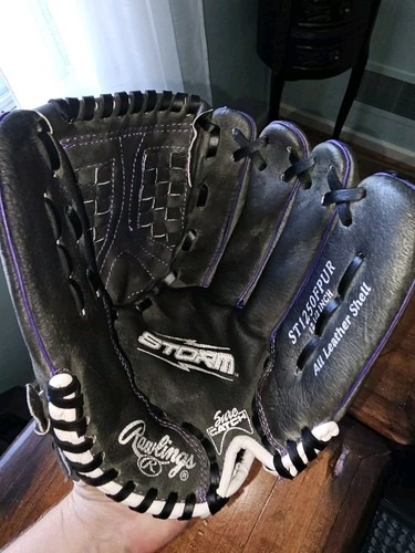 Rawlings Black Baseball Glove ST1200FPUR 12in RHT Youth Purple Nice Free Ship - Picture 14 of 15